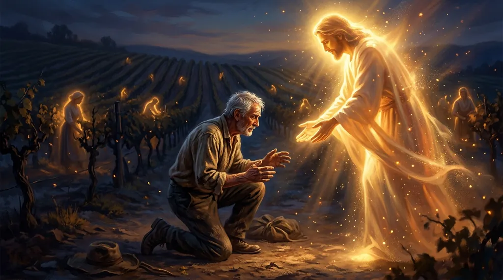 Elderly man touched by light — faith in prayer